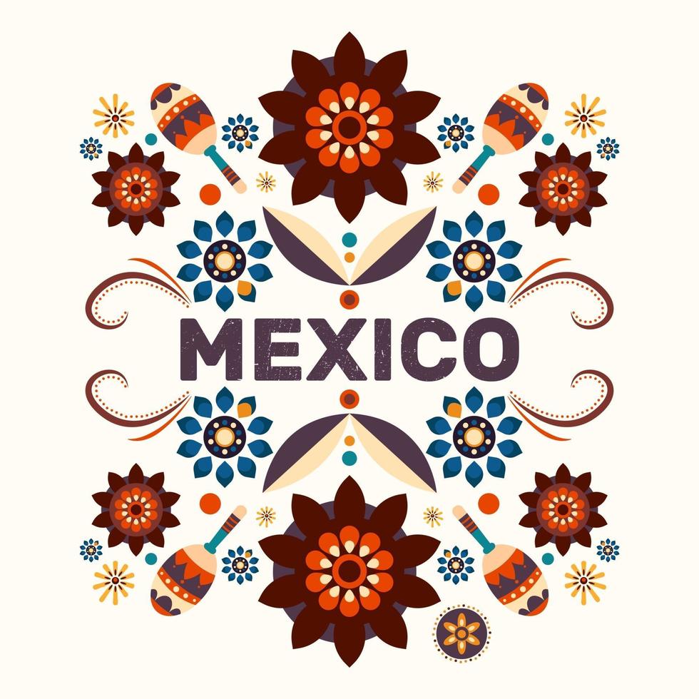 mexico poster met traditionele illustratie. volk. sombrero, peper vector