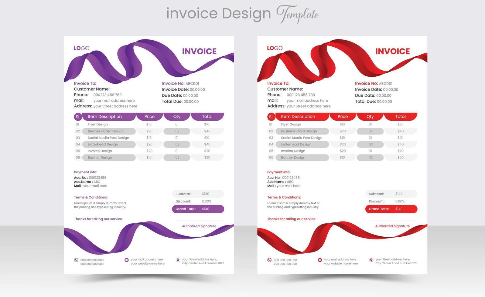 minimaal zakelijke bedrijf factuur ontwerp sjabloon vector illustratie Bill het formulier prijs factuur. creatief factuur sjabloon vector. bedrijf schrijfbehoeften ontwerp betaling overeenkomst ontwerp sjabloon