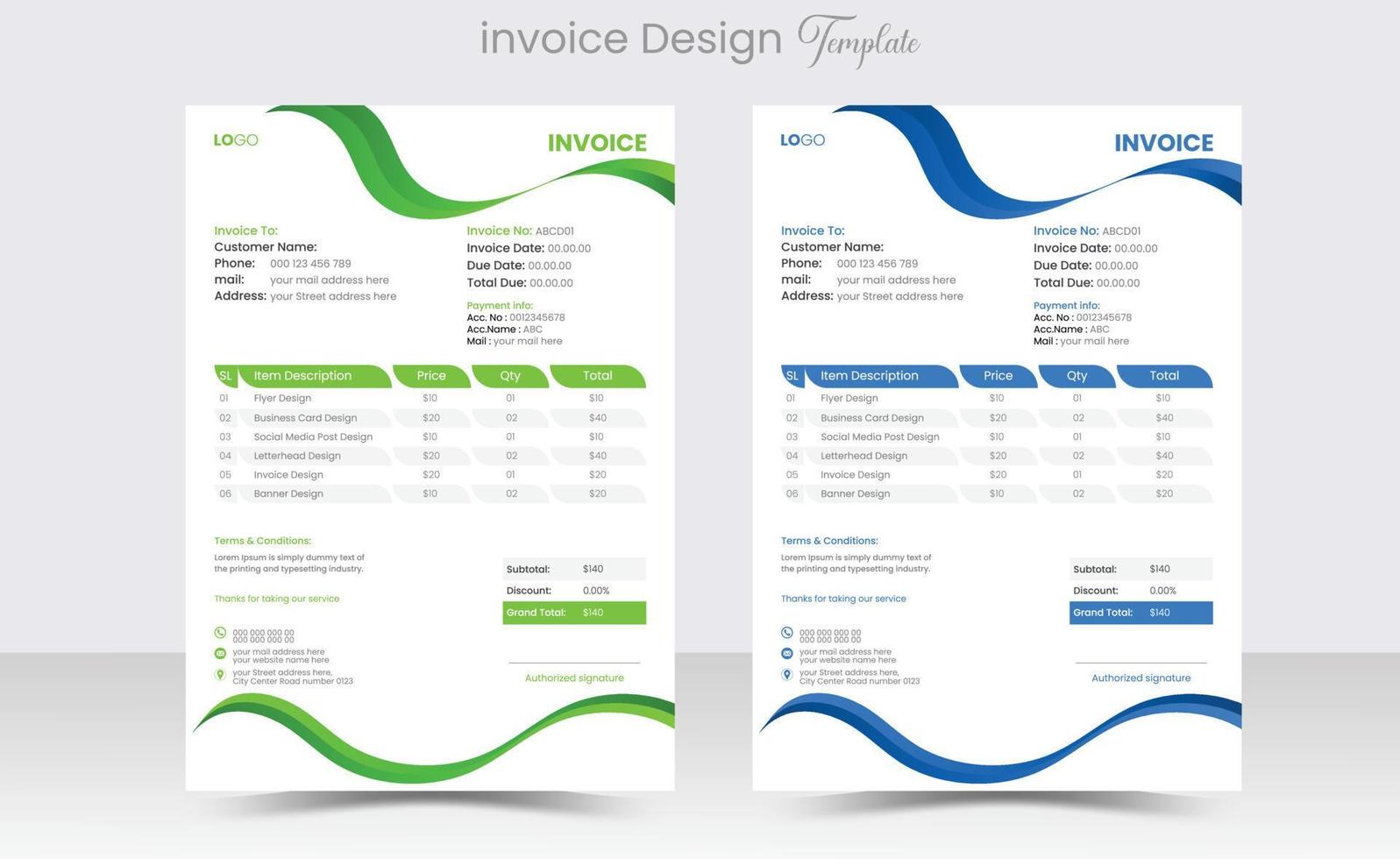 minimaal zakelijke bedrijf factuur ontwerp sjabloon vector illustratie Bill het formulier prijs factuur. creatief factuur sjabloon vector. bedrijf schrijfbehoeften ontwerp betaling overeenkomst ontwerp sjabloon