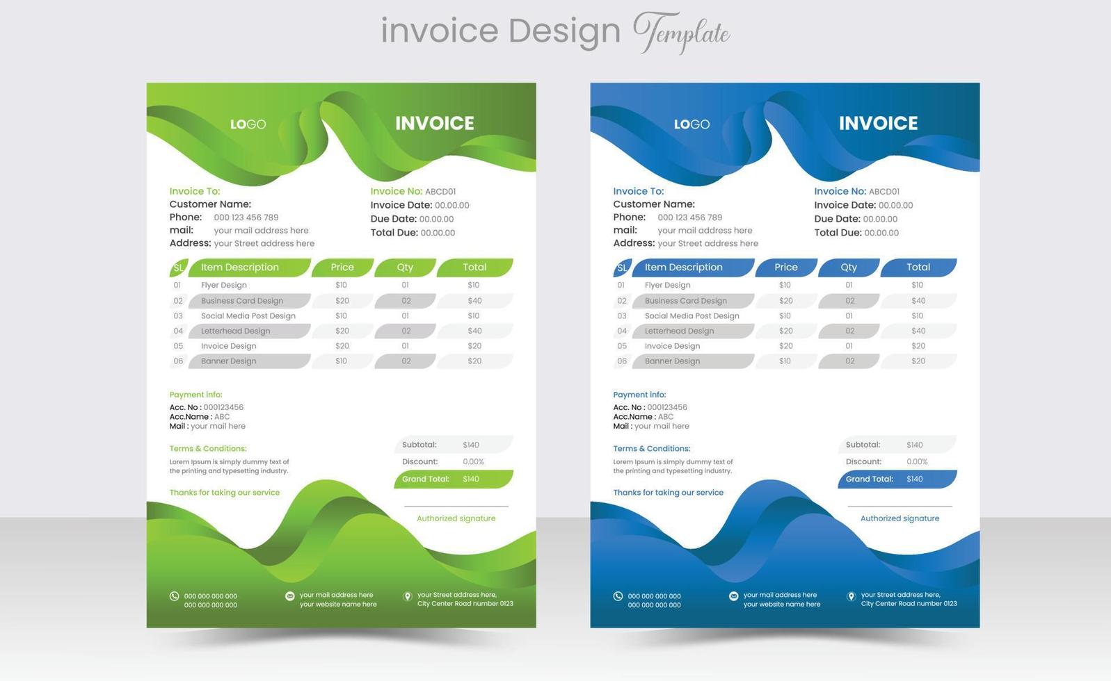 minimaal zakelijke bedrijf factuur ontwerp sjabloon vector illustratie Bill het formulier prijs factuur. creatief factuur sjabloon vector. bedrijf schrijfbehoeften ontwerp betaling overeenkomst ontwerp sjabloon