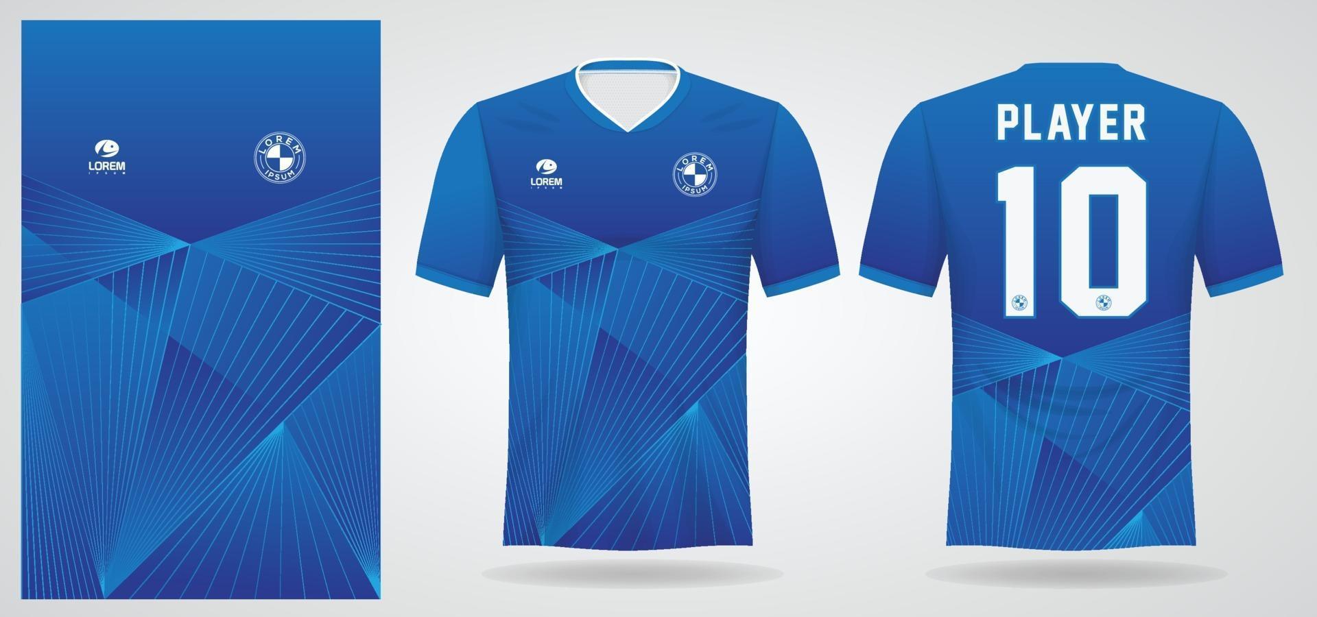 blauwe sport jersey sjabloon voor teamuniformen en voetbalt-shirtontwerp vector