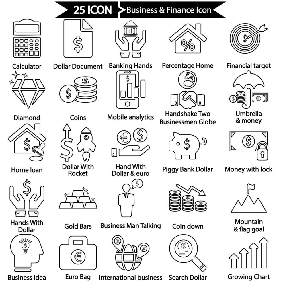 bedrijf en financiën lijn icoon pak vector