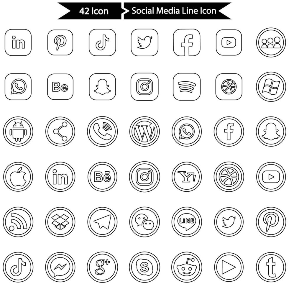 sociaal media lijn pictogrammen reeks vector
