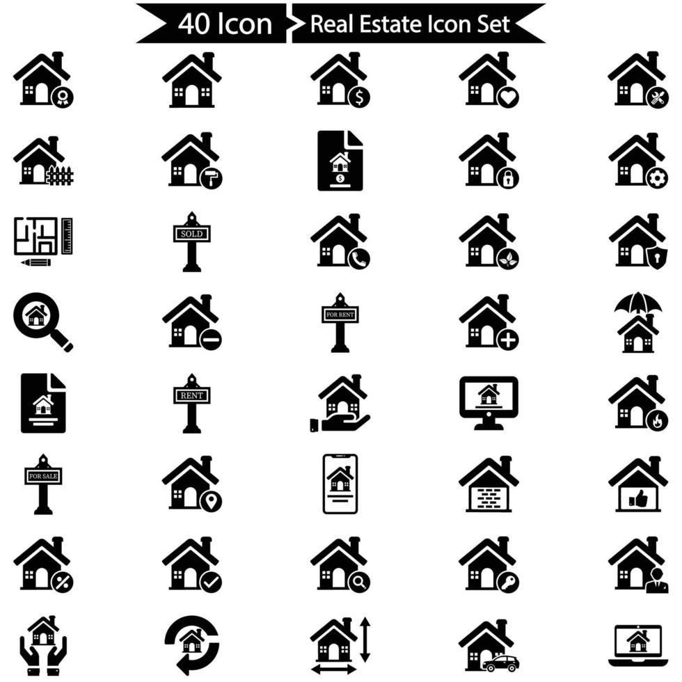 onroerend goed icon set vector