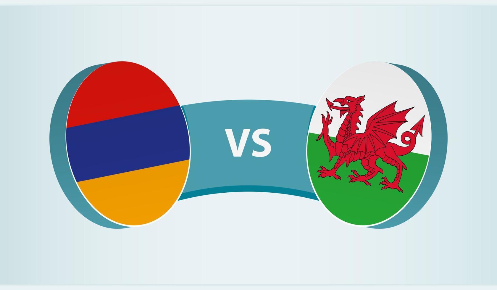 Armenië versus Wales, team sport- wedstrijd concept. vector