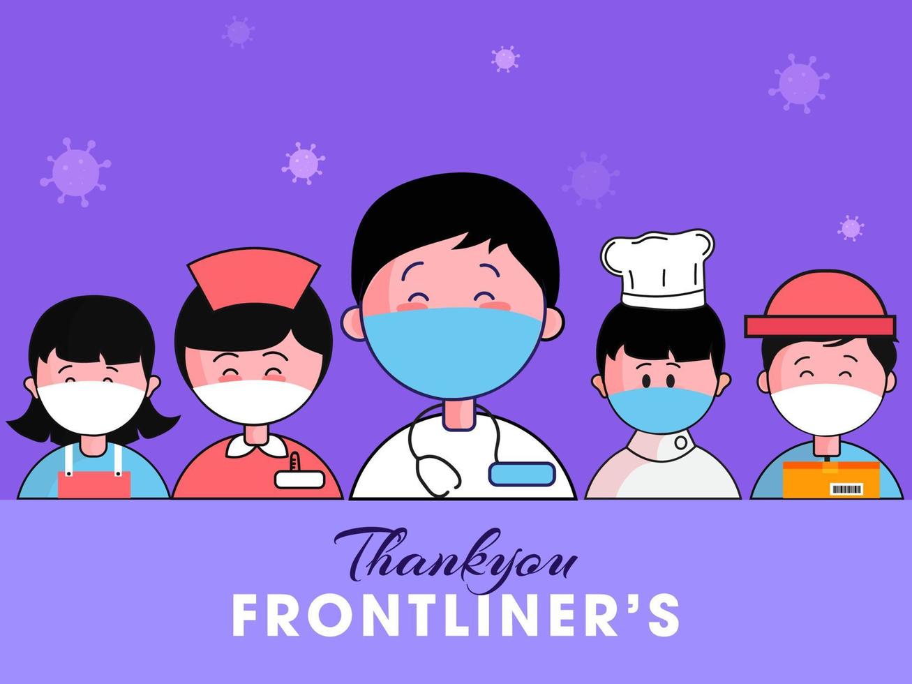 dank u frontliners wie werk naar voorkomen coronavirus het uitbreken zo net zo dokter, verpleegster en essentieel arbeiders. vector