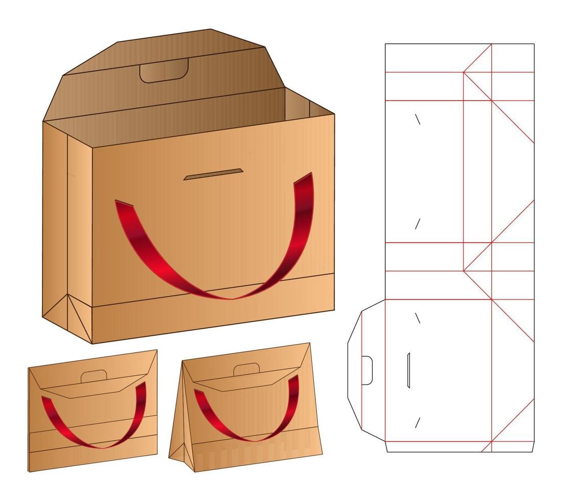 doos verpakking gestanst sjabloonontwerp. 3D-model vector