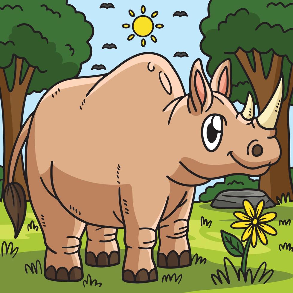 neushoorn dier gekleurde tekenfilm illustratie vector