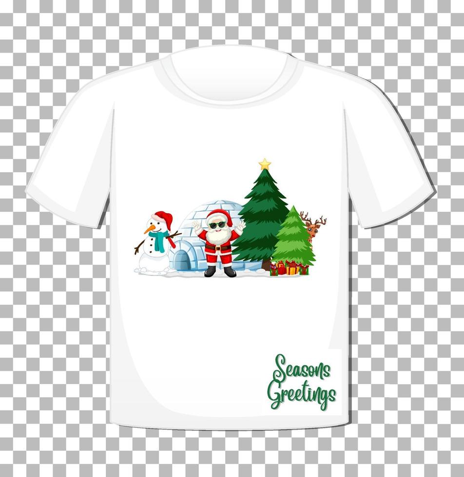 Kerstman stripfiguur met kerstthema-element op t-shirt vector