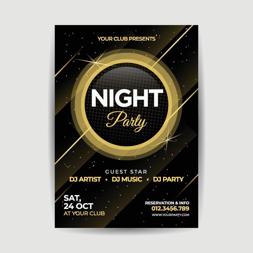 muziek- nacht partij gouden folder poster premie vector