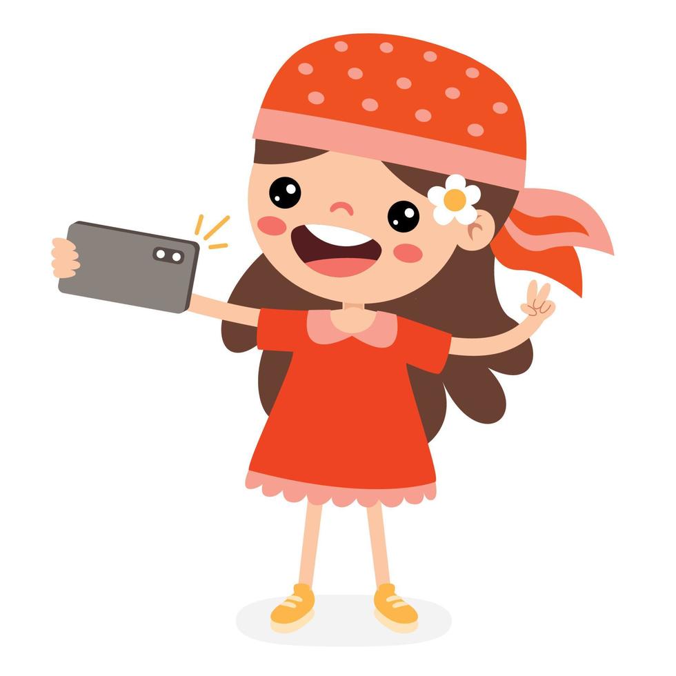 kind maken selfie met telefoon vector