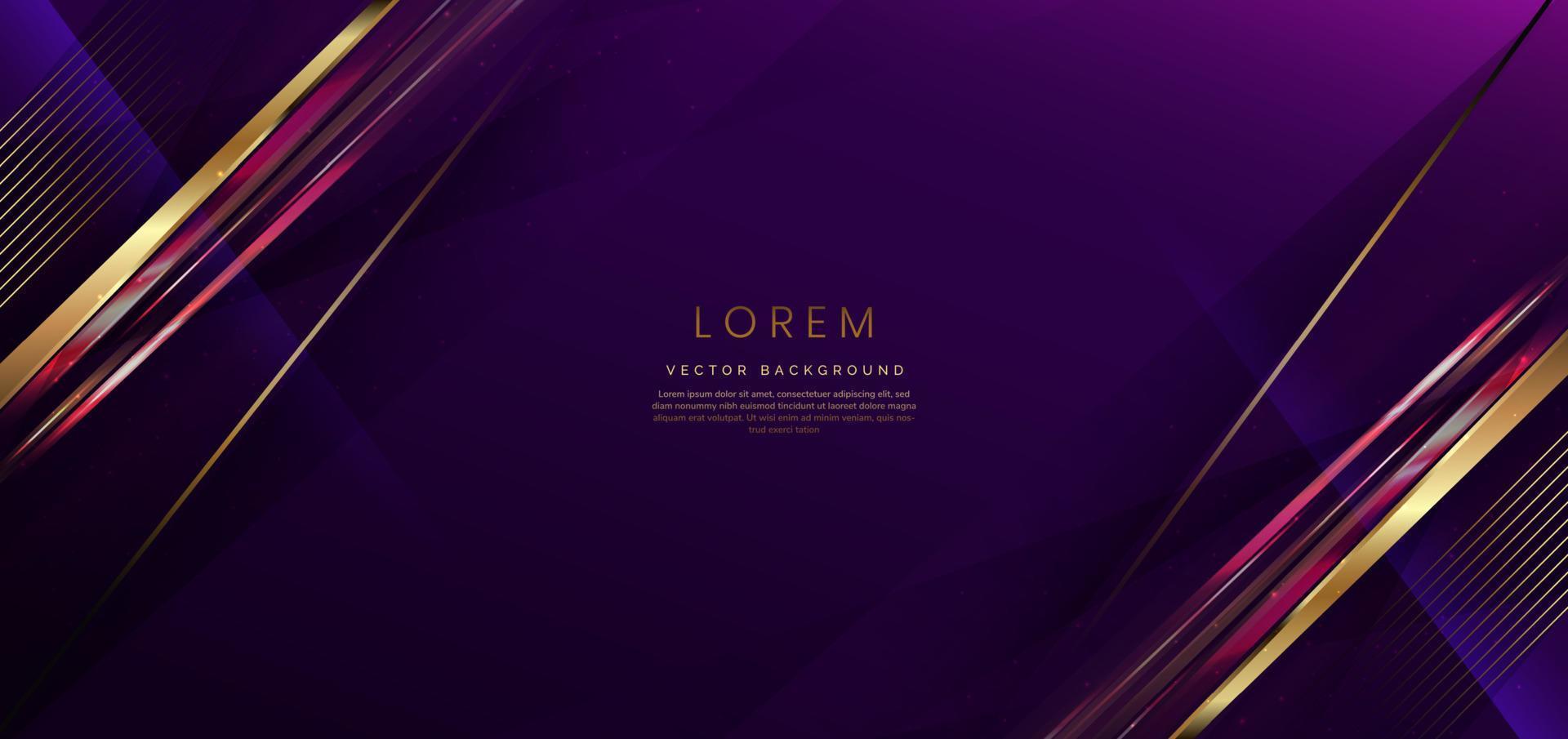 abstract luxe donker Purper achtergrond met diagonaal goud lijnen. sjabloon premie prijs ontwerp. vector