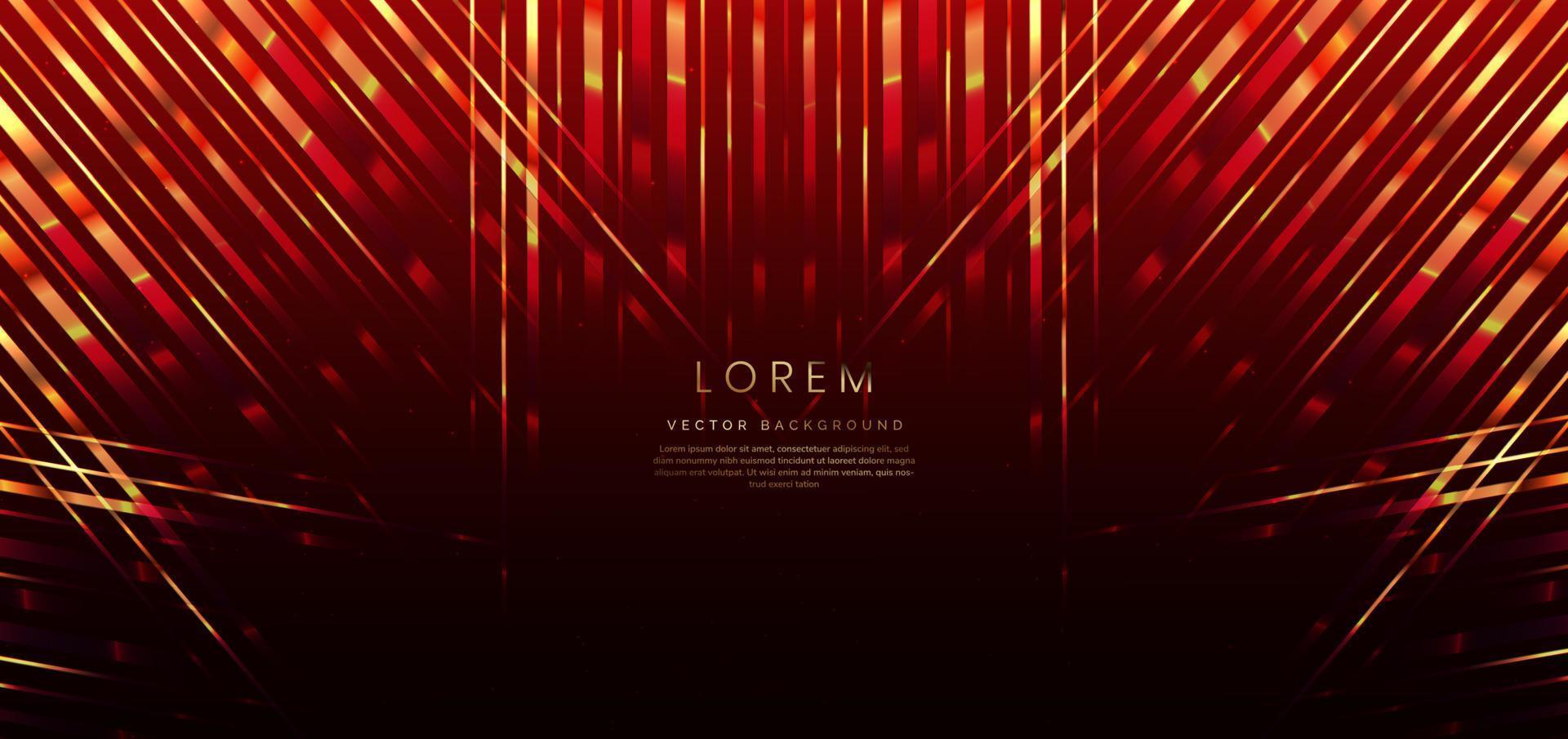 abstract elegant donker rood achtergrond met gouden gloeiend effect en bokeh. sjabloon premie prijs ontwerp. vector