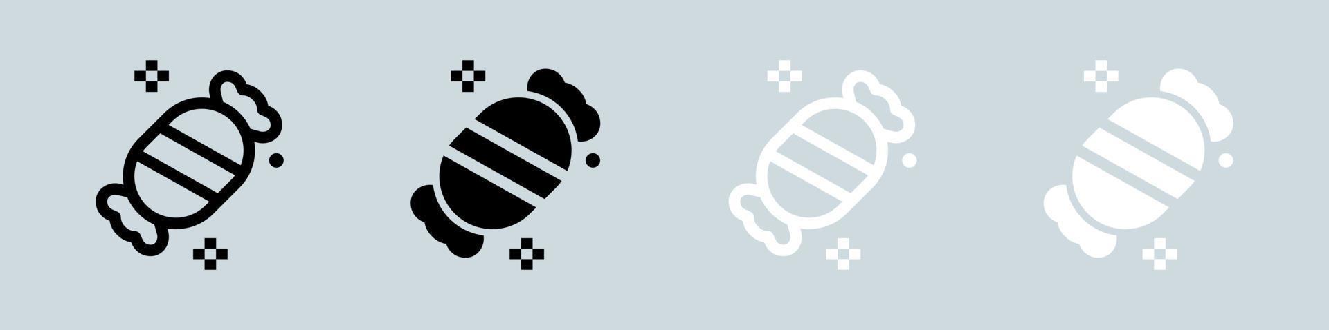 snoep icoon reeks in zwart en wit. lolly tekens vector illustratie.