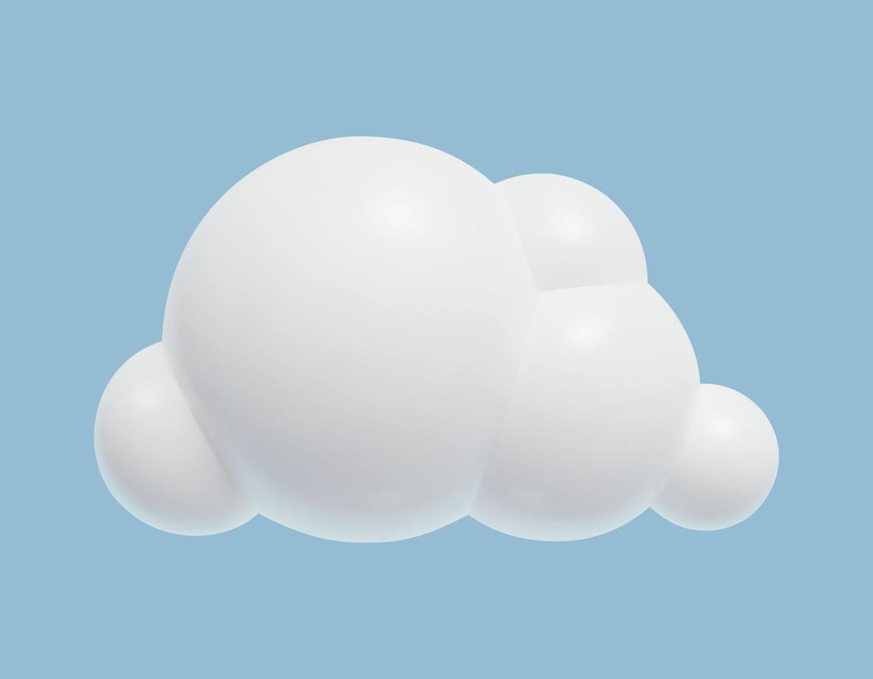 3d wit wolk icoon. schattig tekenfilm modieus pluizig wolk ontwerp element Aan blauw lucht achtergrond. realistisch plastic drie dimensionaal vector illustratie.