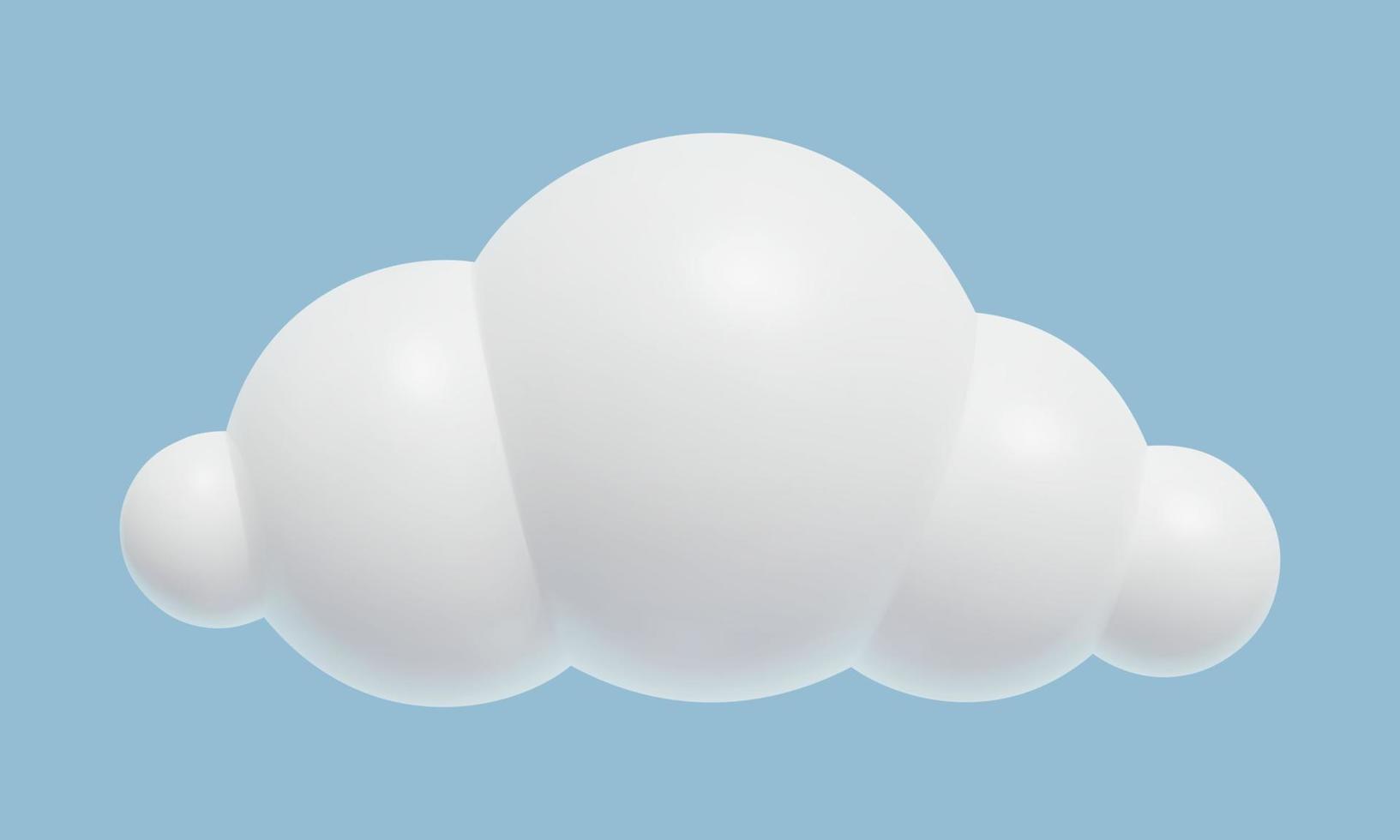 3d tekenfilm wolk icoon. relistisch plastic drie dimensionaal vector illustratie. wit cumulus wolk ontwerp element Aan blauw lucht achtergrond.