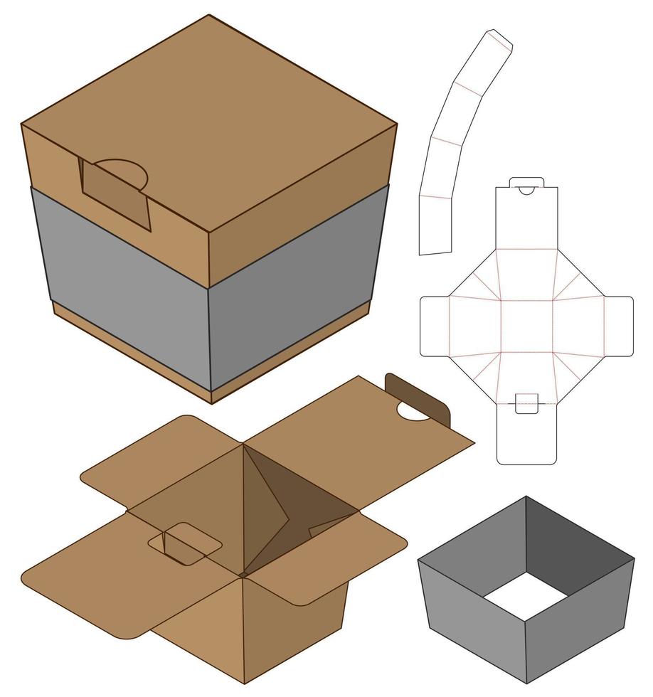 doos verpakking gestanst sjabloonontwerp. 3D-model vector