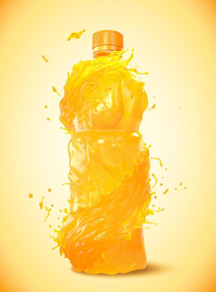 oranje sap in fles vorm in 3d illustratie vector