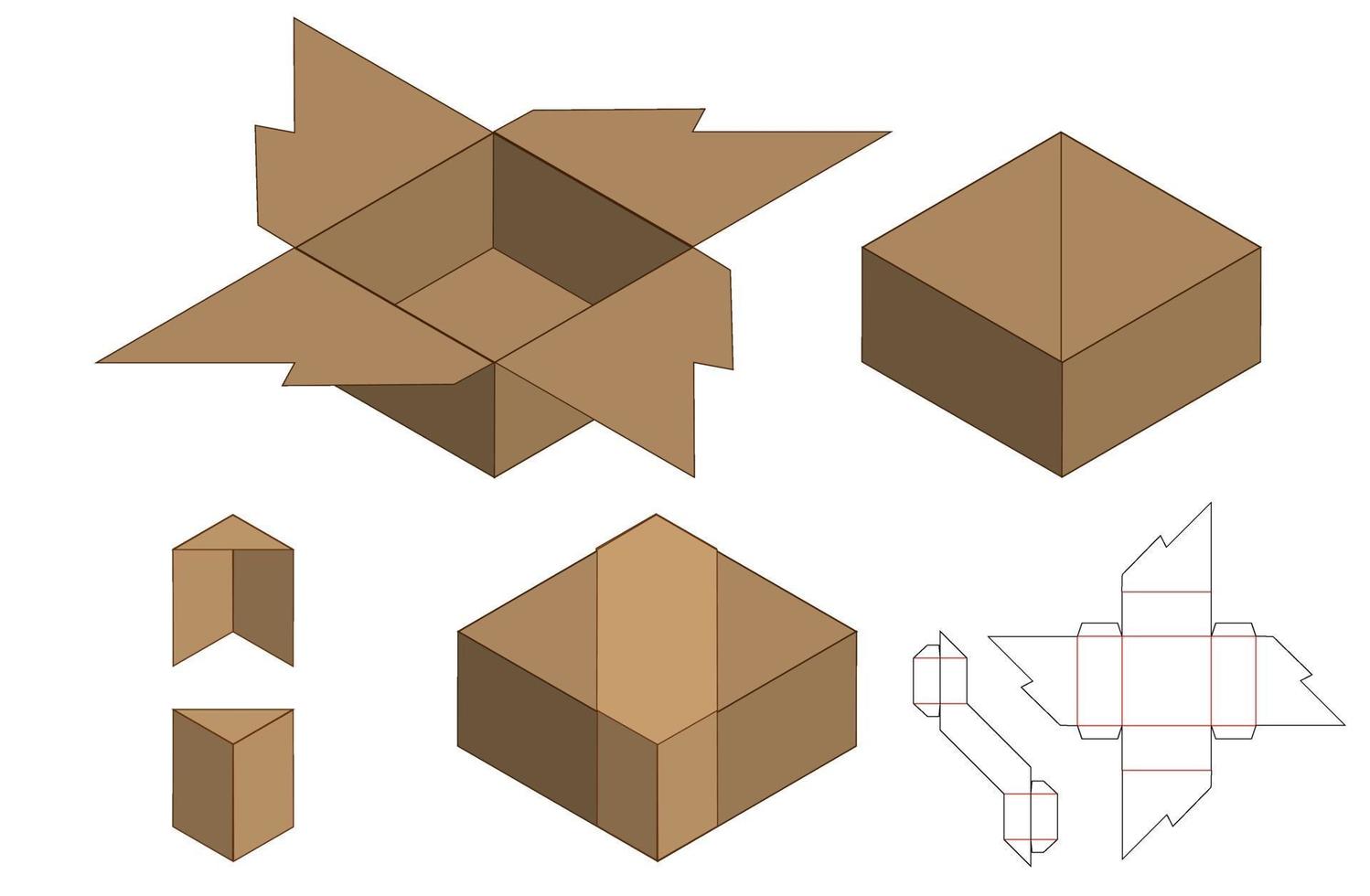 doos verpakking gestanst sjabloonontwerp. 3D-model vector