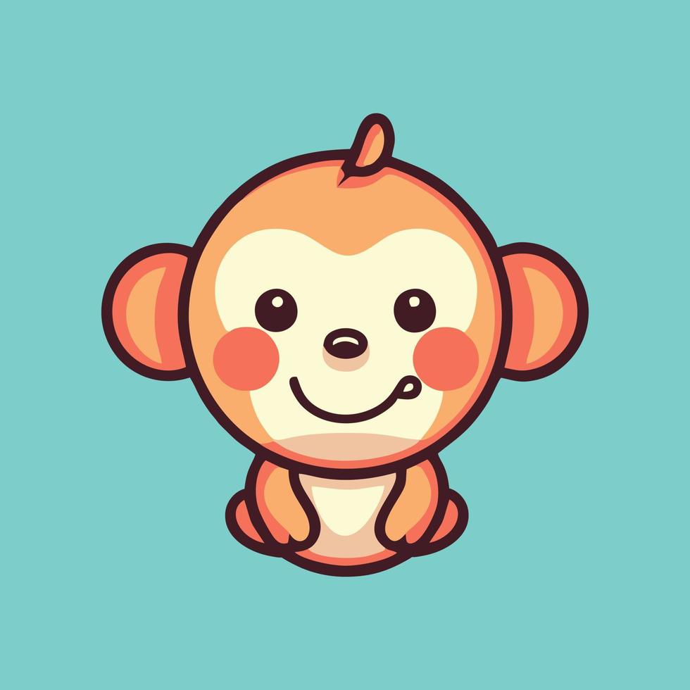 schattig aap chibi mascotte vector tekenfilm stijl