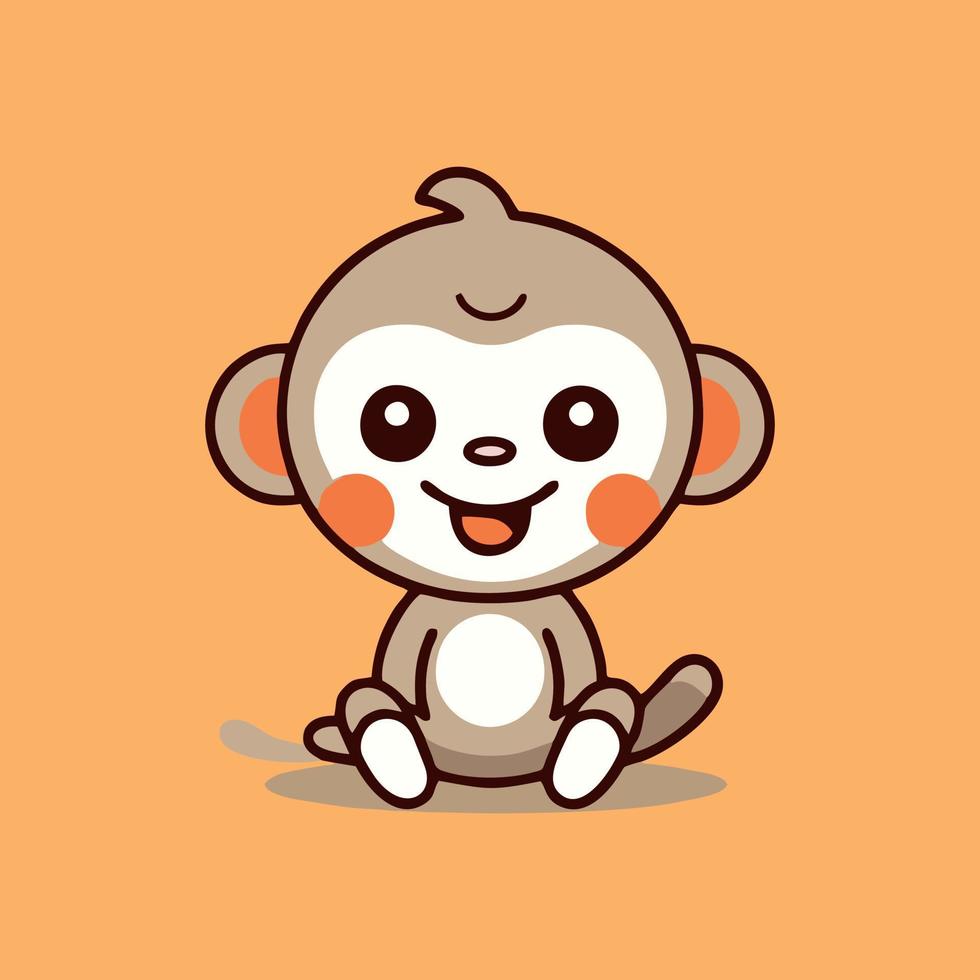 schattig aap chibi mascotte vector tekenfilm stijl