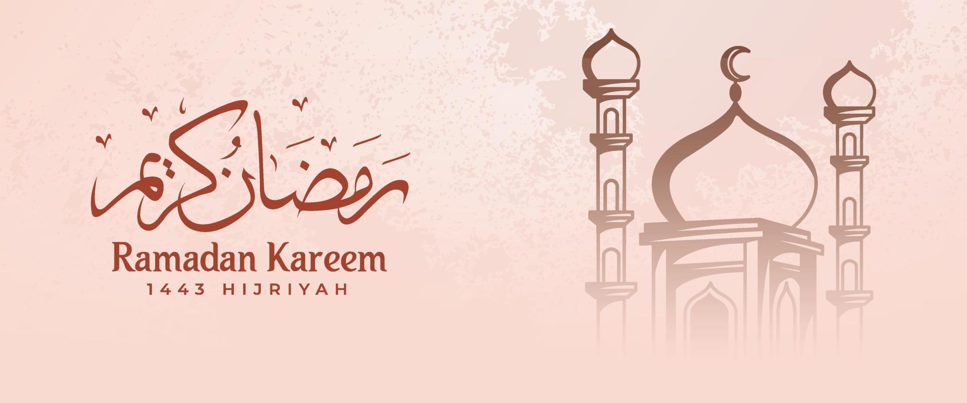 Ramadan kareem achtergrond met hand- getrokken moskee vector