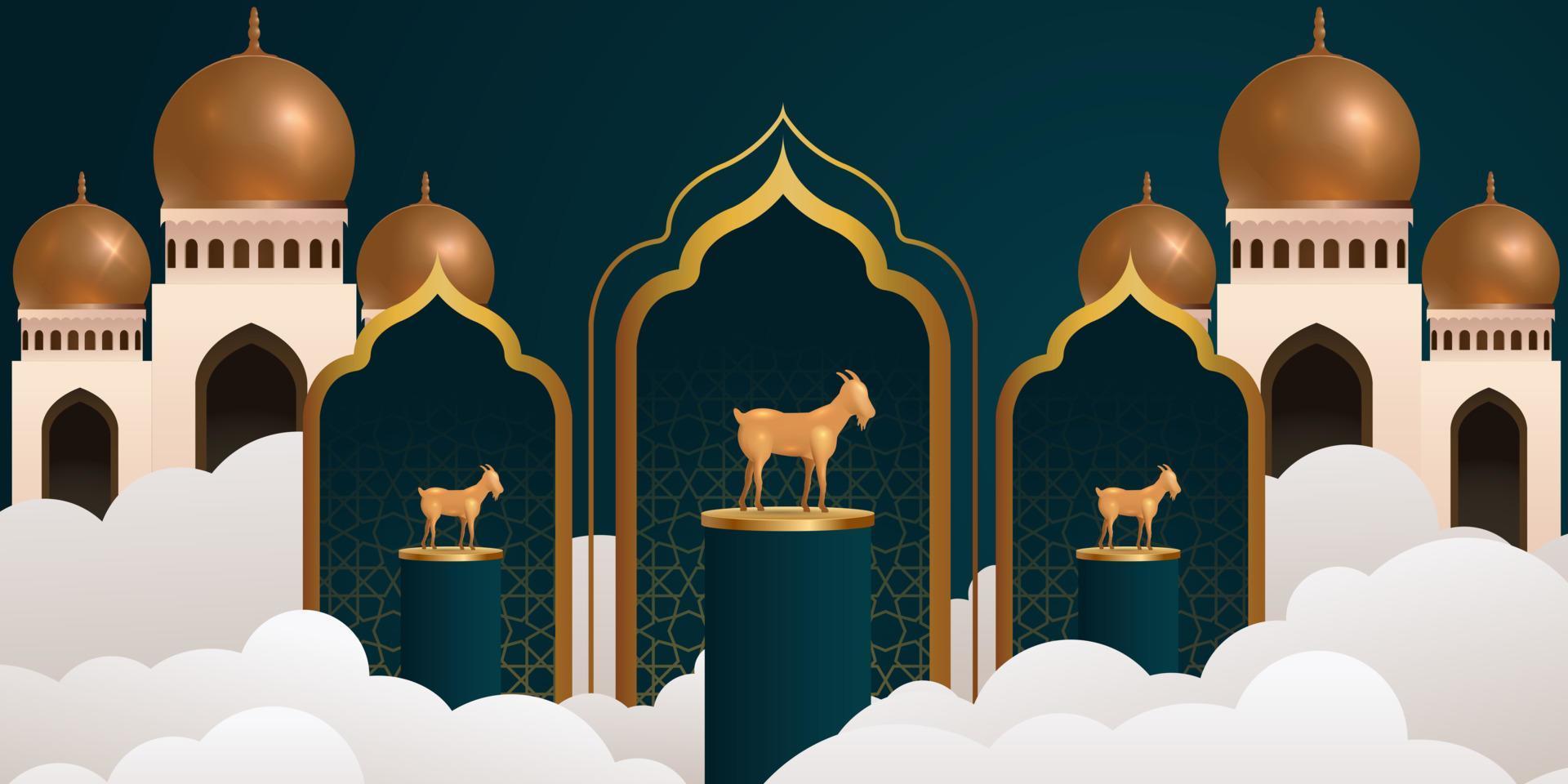 eid al adha mubarak de viering van moslim gemeenschap festival achtergrond ontwerp.vector illustratie vector