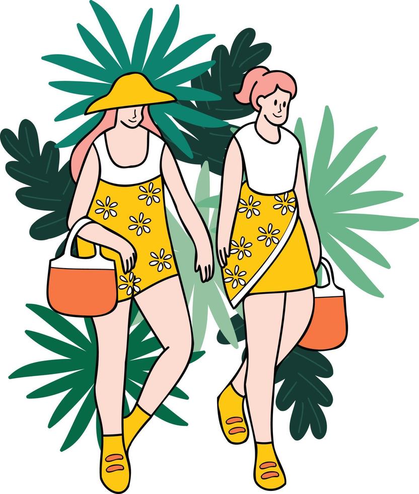 vrouw met bloem in vrouw dag concept illustratie in tekening stijl vector