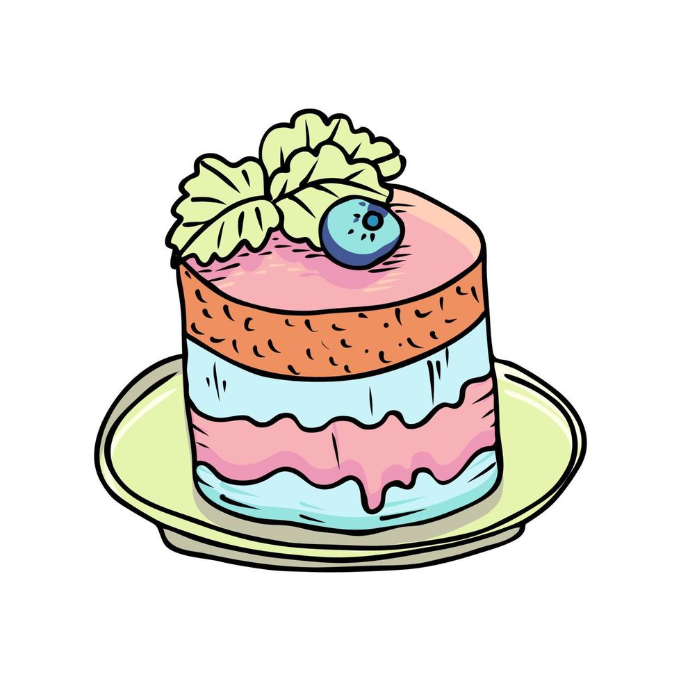 hand- getrokken vector illustratie, cakes en gebakjes, schetsen in tekening stijl.