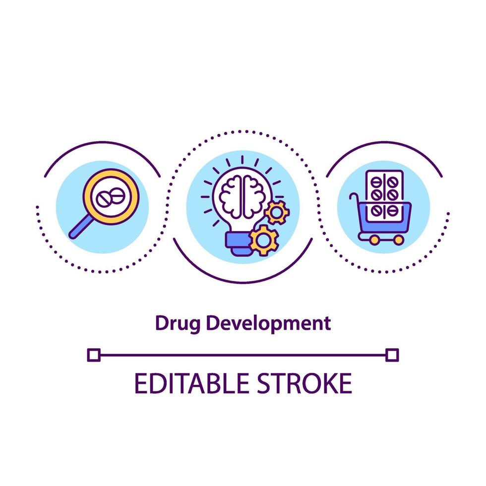 drug ontwikkeling concept pictogram vector