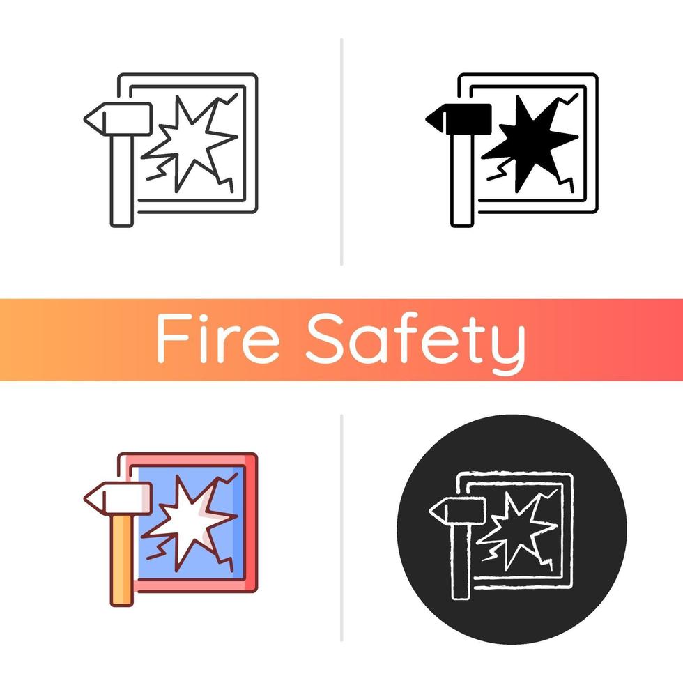 glas breken in geval van noodpictogram vector