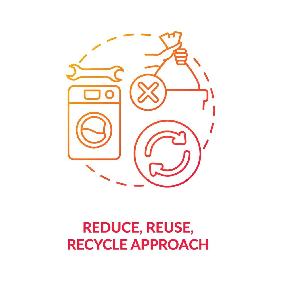 aanpak concept pictogram verminderen, hergebruiken, recyclen vector