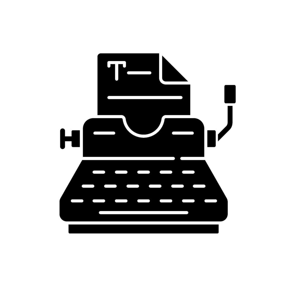 schrijfmachine zwarte glyph pictogram vector