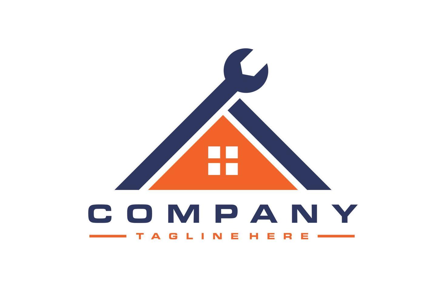 huis dak moersleutel logo vector