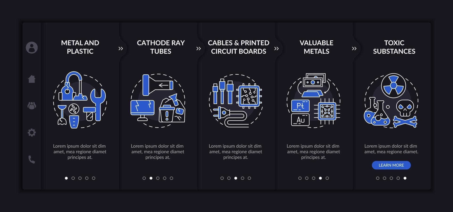 e-trash elementen onboarding vector sjabloon