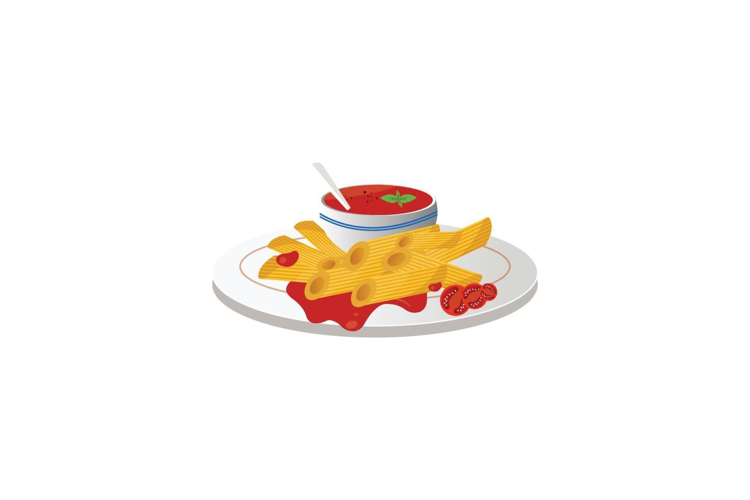 penne pasta met tomaat saus illustratie vector