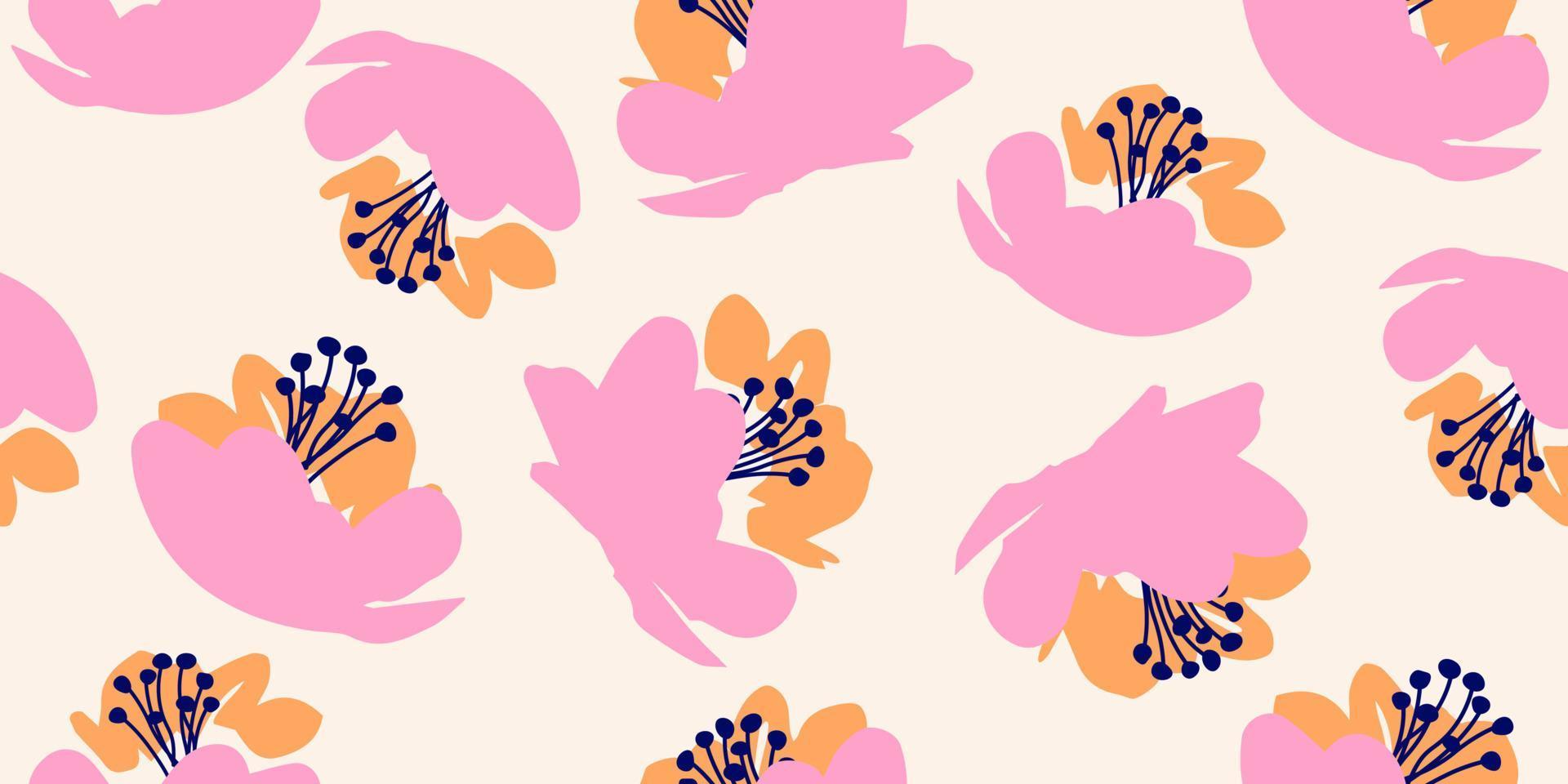 hand- getrokken bloemen, naadloos patronen met bloemen voor kleding stof, textiel, kleding, omhulsel papier, omslag, banier, interieur decor, abstract achtergronden. vector