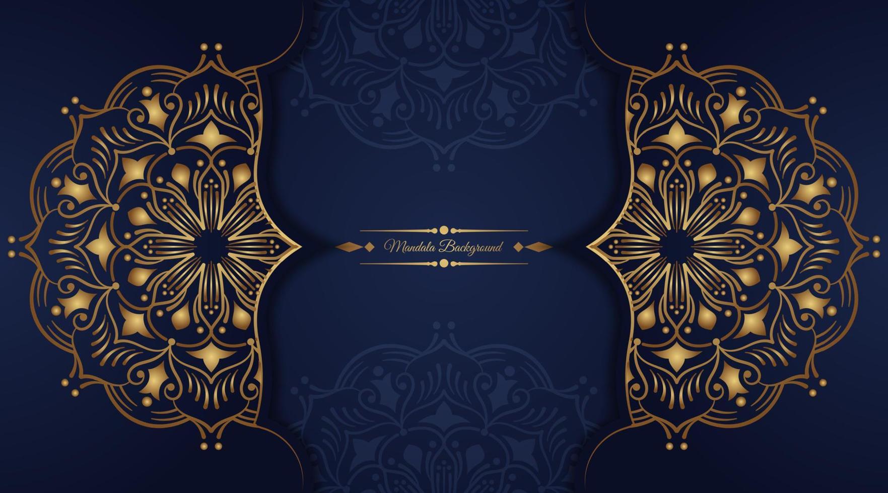 luxe mandala achtergrond, blauw en goud, ontwerp vector