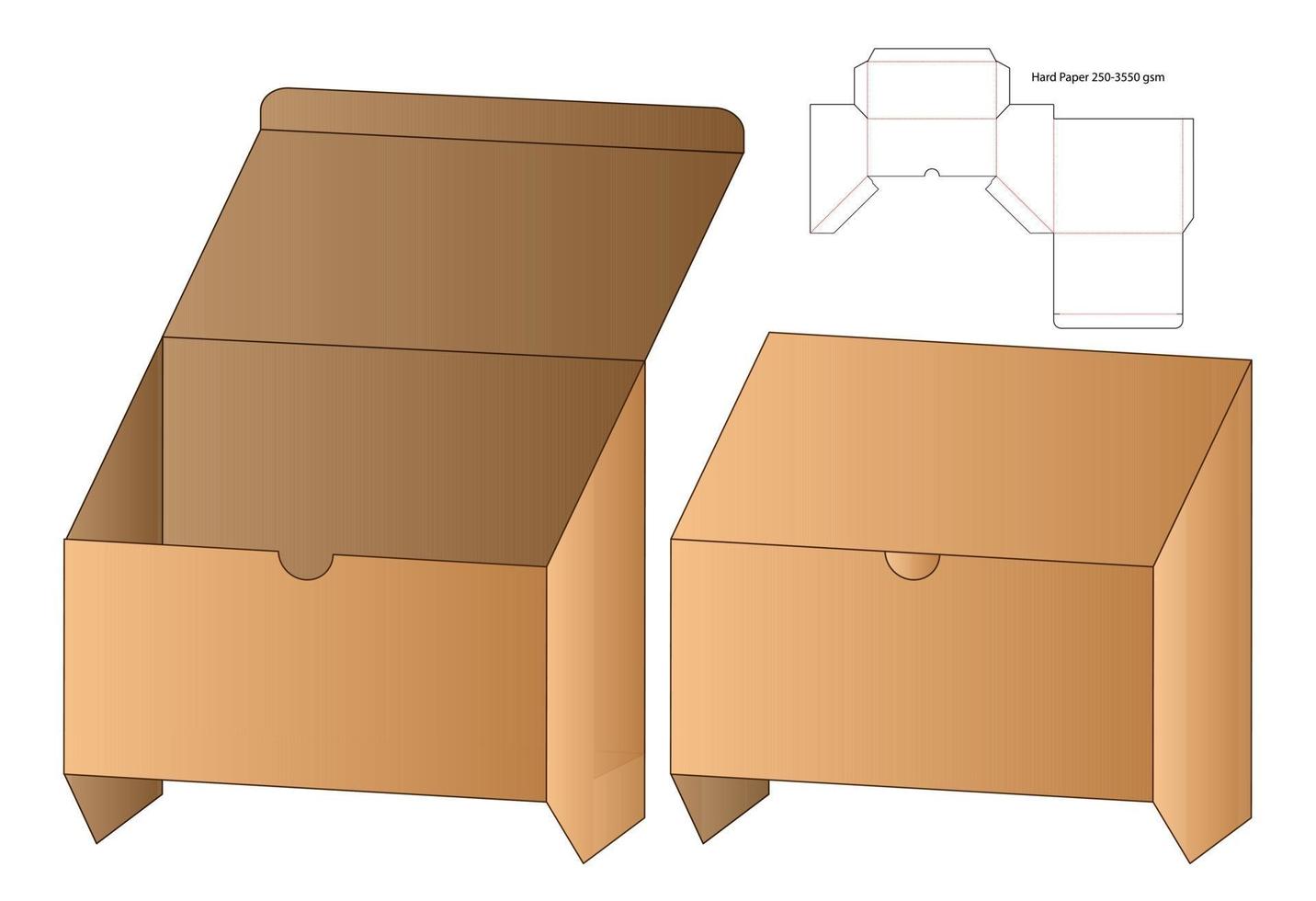 doos verpakking gestanst sjabloonontwerp. 3D-model vector