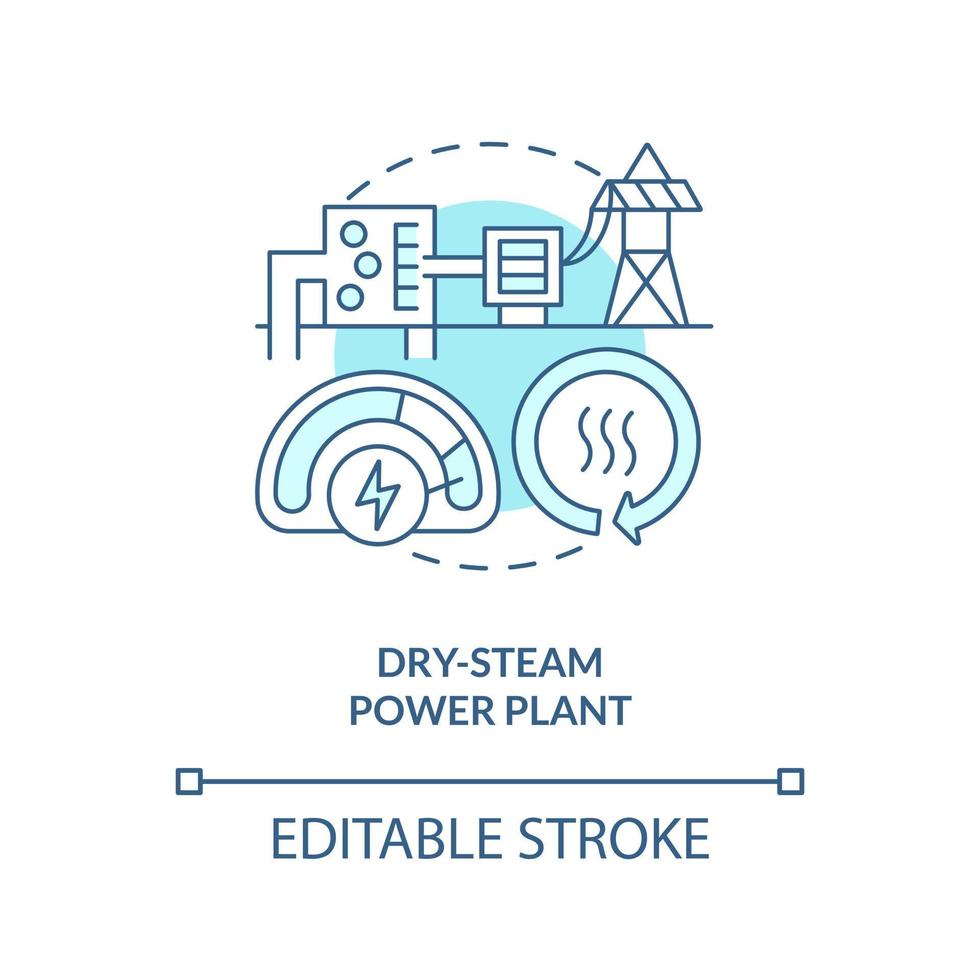 droge stoom macht fabriek blauw concept icoon. turbine en generator. geothermisch station abstract idee dun lijn illustratie. geïsoleerd schets tekening. bewerkbare beroerte vector