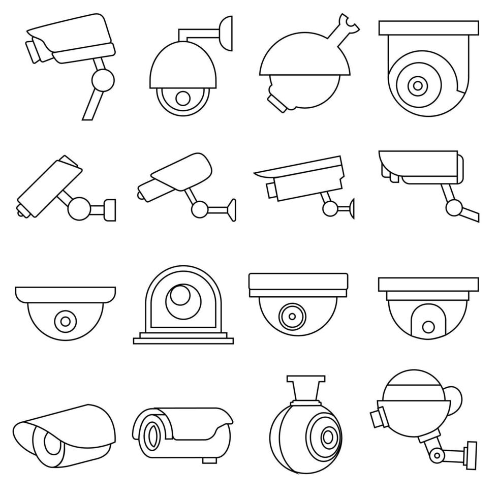 cctv vector icoon set. camera illustratie teken verzameling. op zoek symbool. gecontroleerd logo.