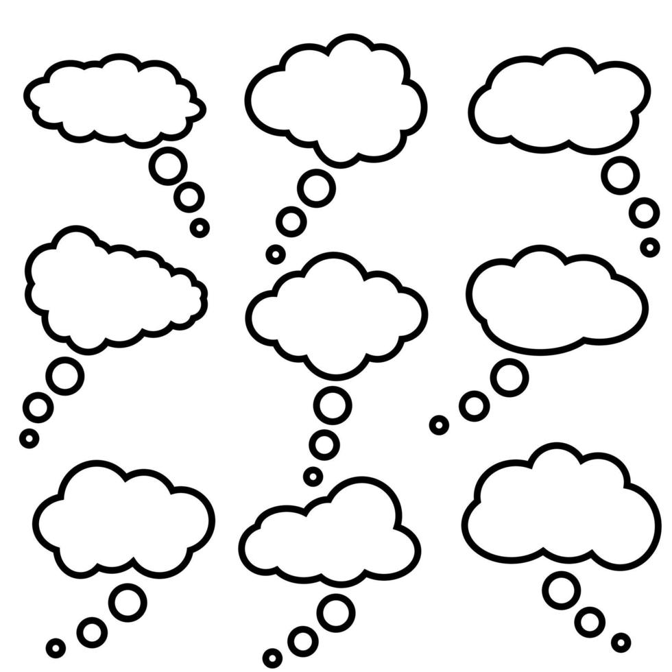 wolk toespraak bubbels vector pictogrammen. verzameling. wolk toespraak bubbels vector illustratie set.