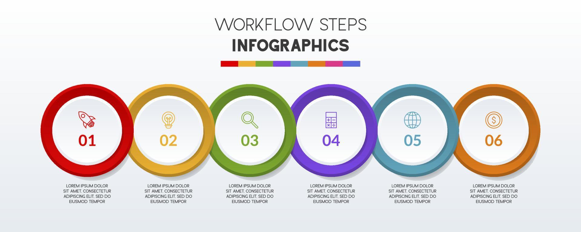 infographics ontwerp sjabloon en pictogrammen met 6 opties of 6 stappen vector