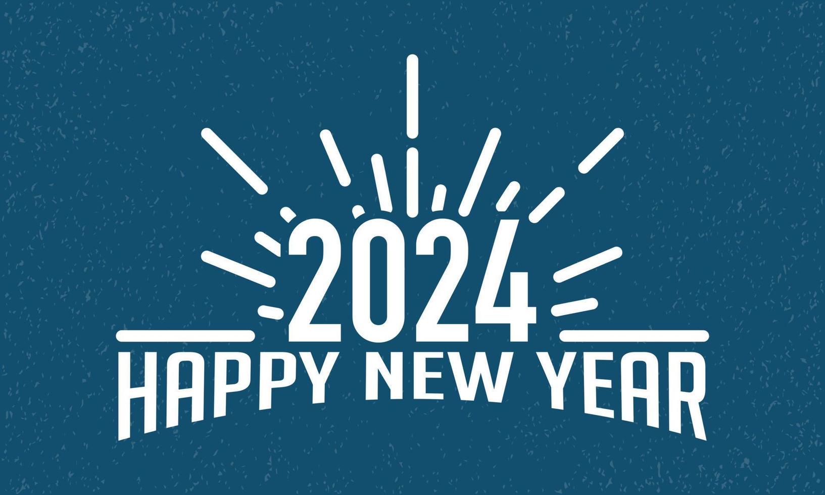 gelukkig nieuw jaar 2024 met vuurwerk vlak concept over- blauw achtergrond. vector