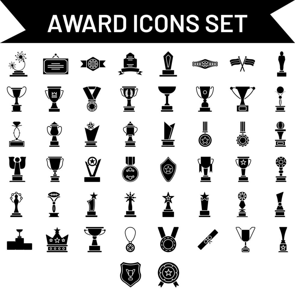 verschillend prijs of medaille glyph icoon set. vector