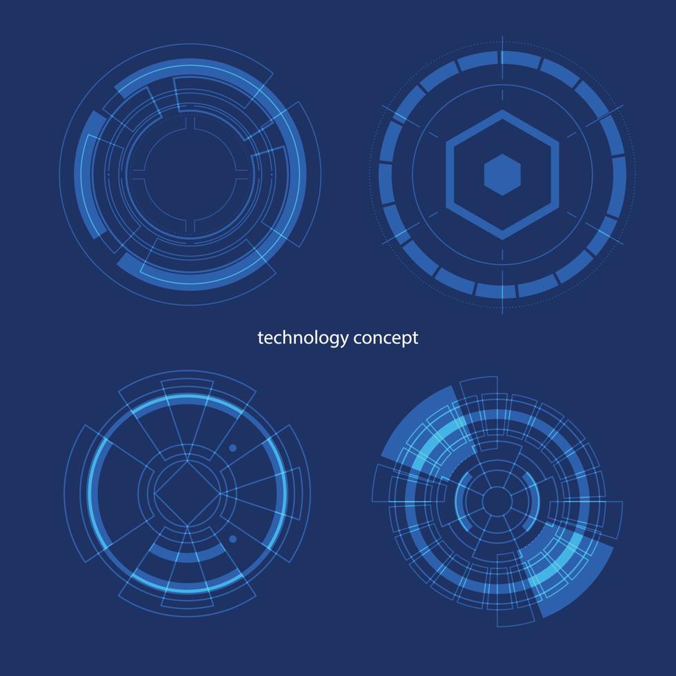 technologie concept. hud cirkel gebruiker koppel Aan blauw achtergrond. cirkel elementen voor gegevens infographics. reeks van sci fi modern gebruiker koppel elementen. vector