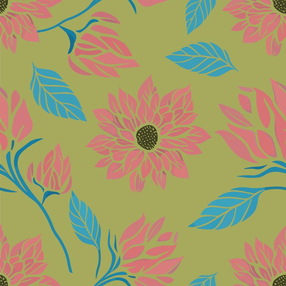 bloemen naadloos patroon, wijnoogst kleuren vector