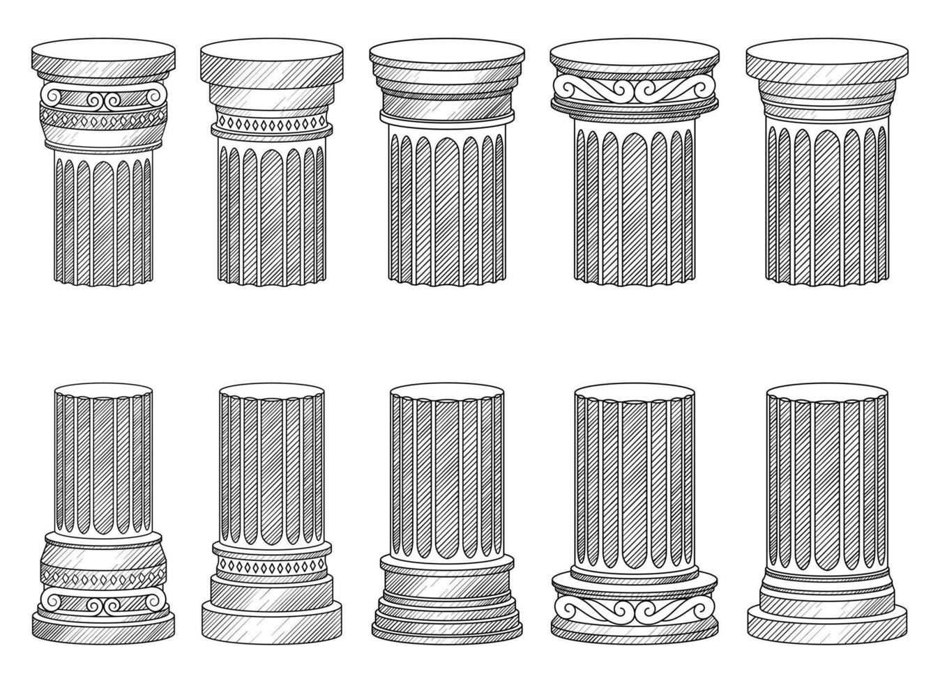 oude kolommen vector ontwerp illustratie geïsoleerd Aan achtergrond