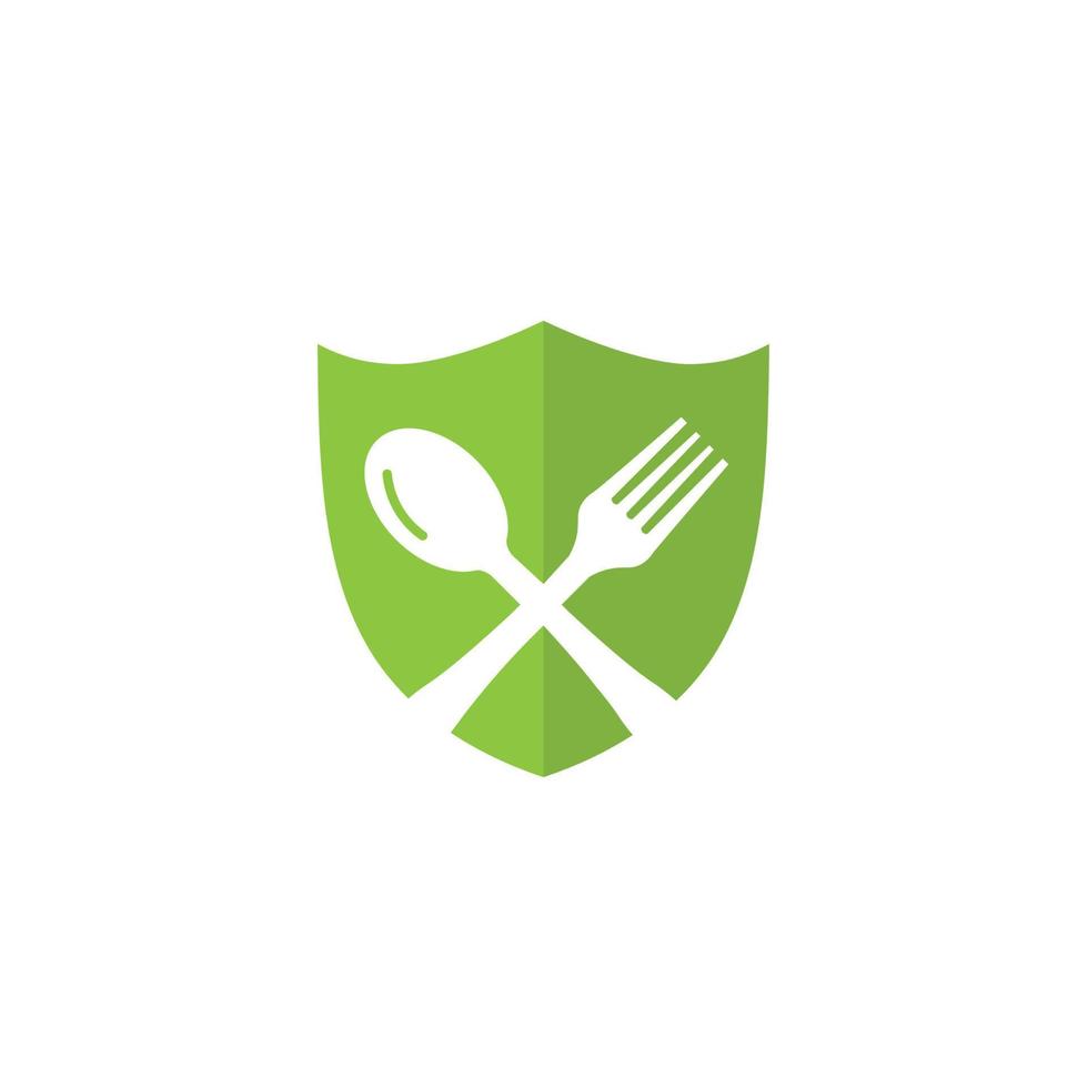 gezond voedsel logo. concept logo, met de symbool van een lepel, vork en blad. kan worden voor restaurants, gezond voedsel producten, website logos voor voedsel adviseurs vector