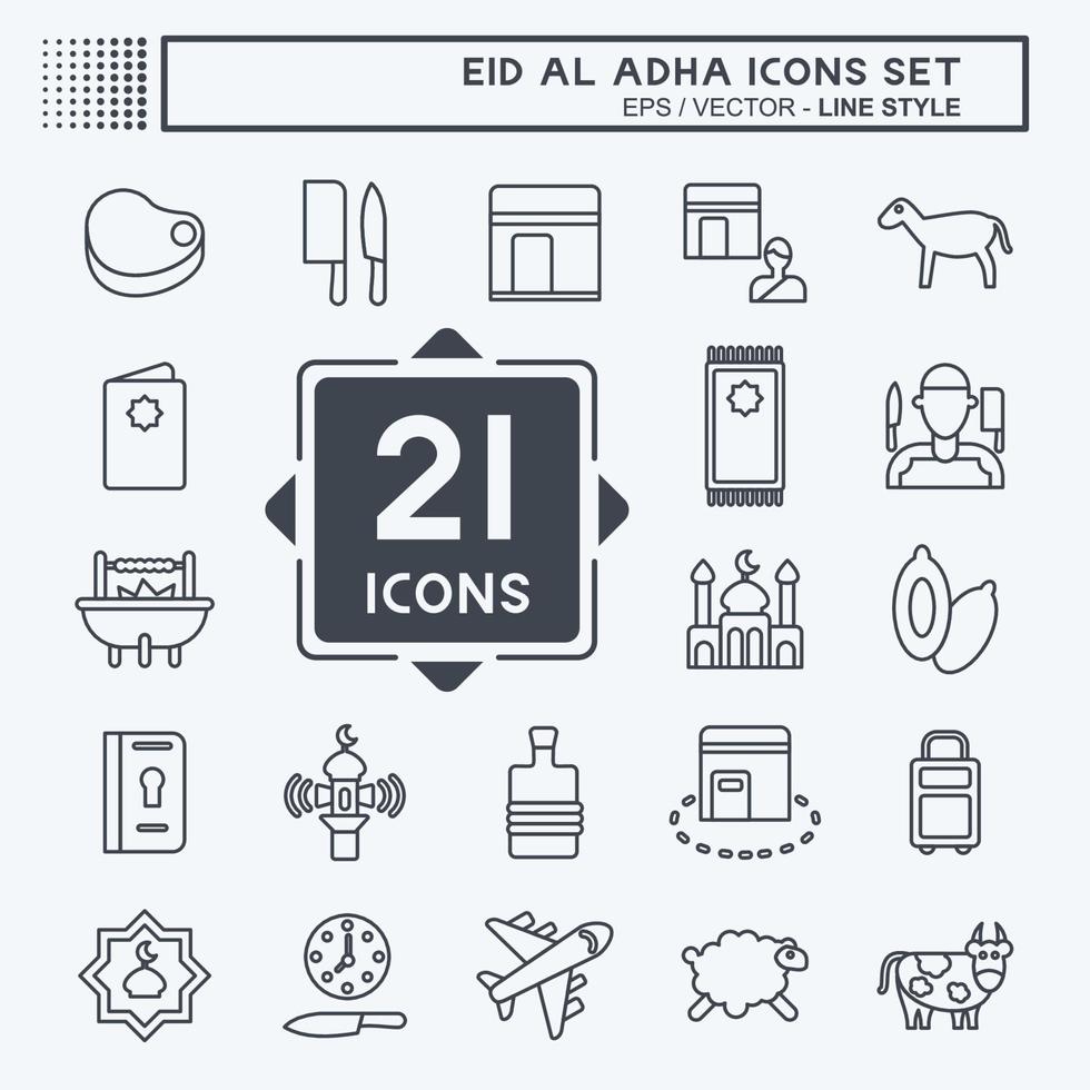 icoon reeks eid al adha. verwant naar Islamitisch symbool. lijn stijl. gemakkelijk ontwerp bewerkbaar. gemakkelijk illustratie vector
